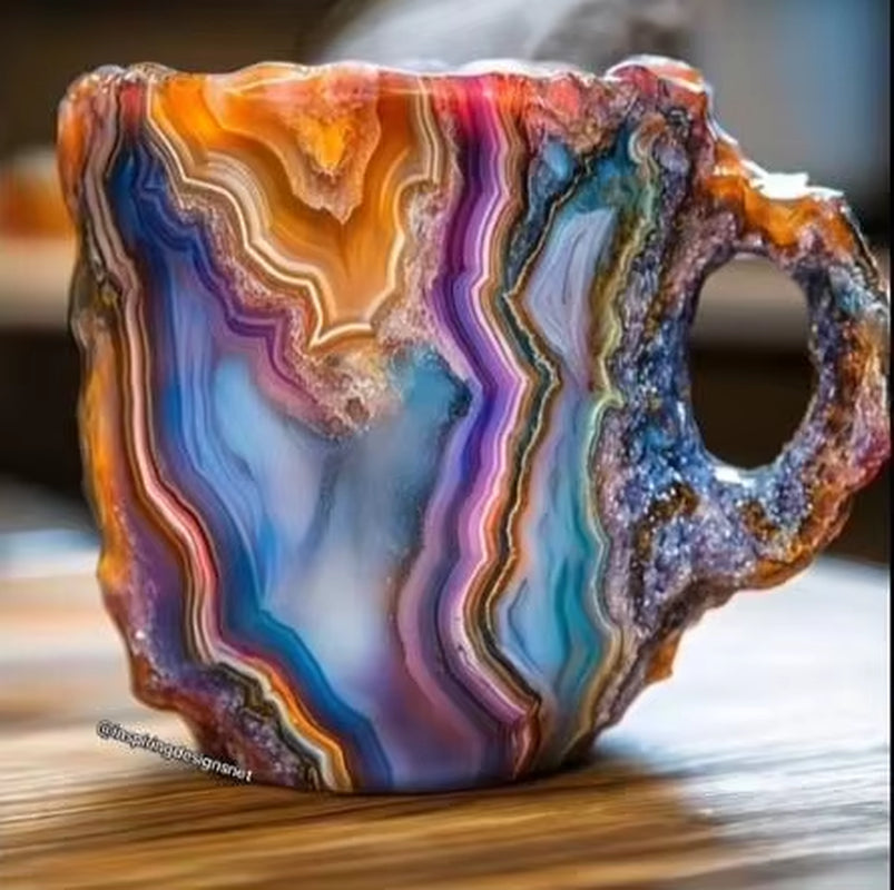 1PC Multi-Colored Mineral Crystal Coffee Mug，Natural Mineral Crystal Mug， Colorful Crystal Christmas Mugs,Christmas Gift New