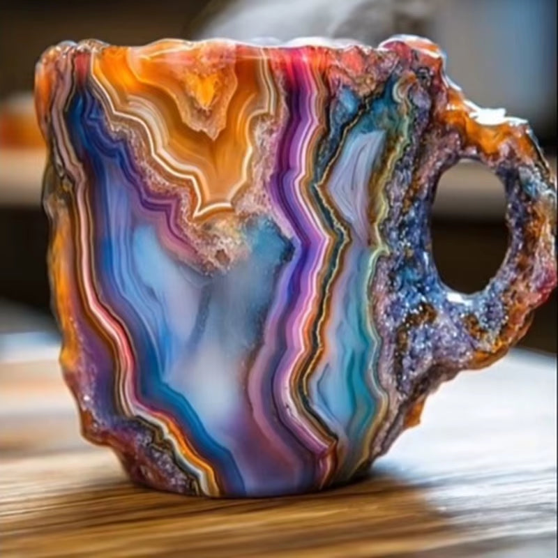 1PC Multi-Colored Mineral Crystal Coffee Mug，Natural Mineral Crystal Mug， Colorful Crystal Christmas Mugs,Christmas Gift New