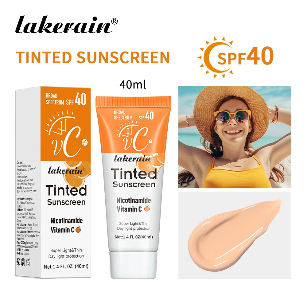 Vitamin C Tinted Sunscreen With SPF 40 Hydrating Mineral Sunscreen With Zinc Oxide & Titanium UV Protectio Dioxide Healthy Glow