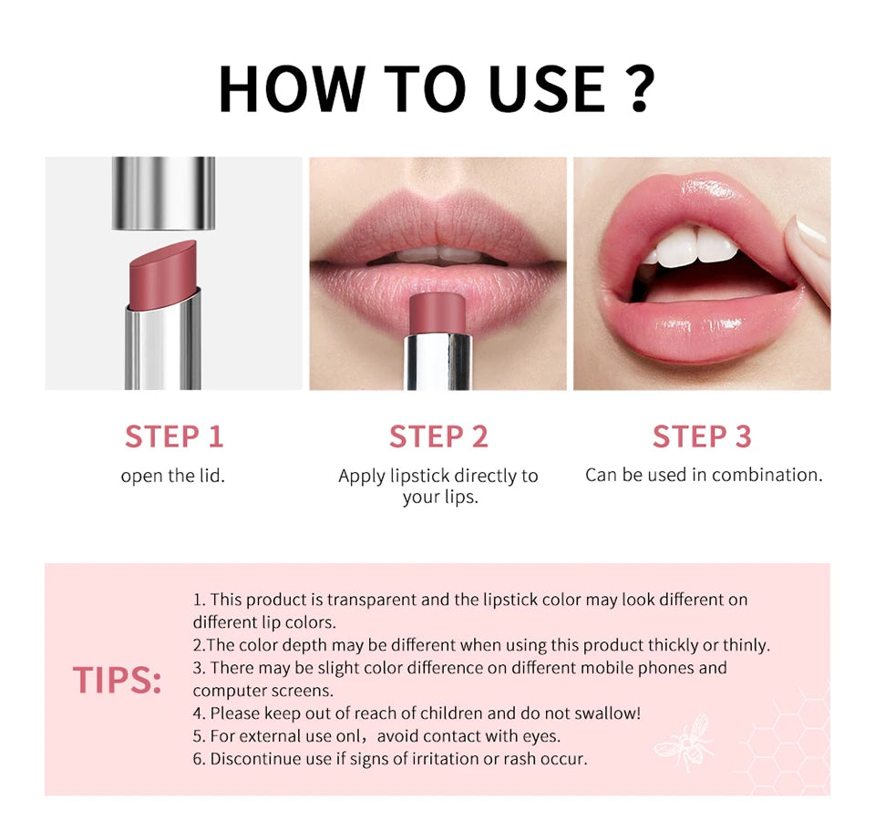 Black Honey Lipstick Long Lasting Moisturizing Natural Lip Plumper Makeup Lip Plumping Gloss Cosmetics Exfoliating for Lip