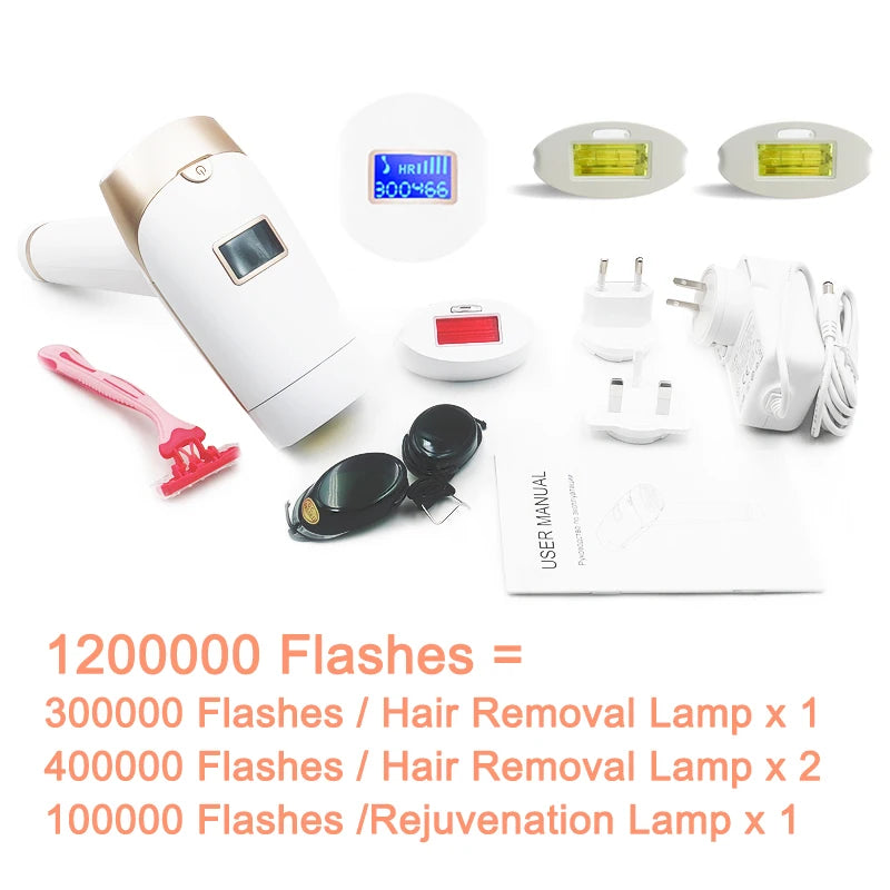 Updated Laser Hair Removal 2in1 Replaceable Lamp Rejuvenation Permanent Painless Hair Removal Bikini Trimmer IPL Epilator Device