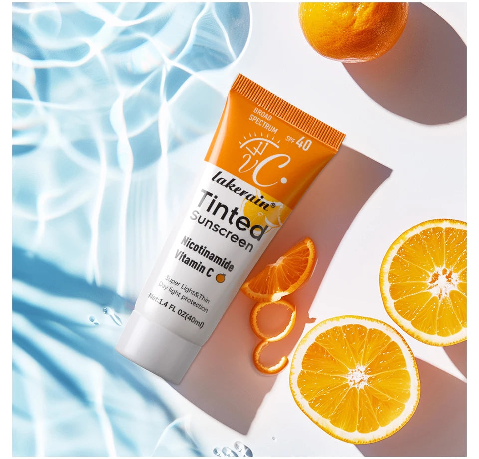 Vitamin C Tinted Sunscreen With SPF 40 Hydrating Mineral Sunscreen With Zinc Oxide & Titanium UV Protectio Dioxide Healthy Glow