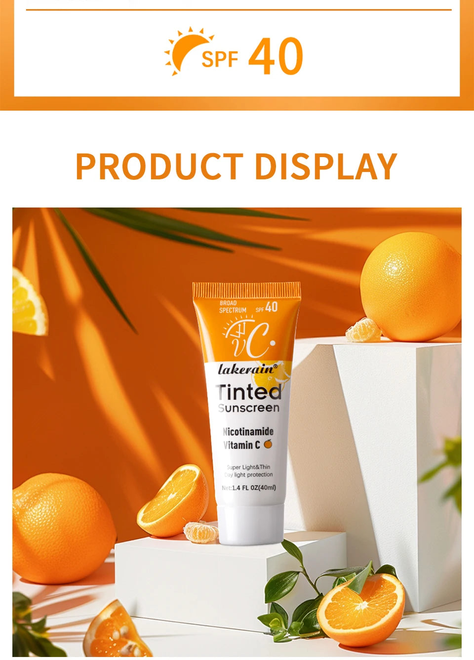 Vitamin C Tinted Sunscreen With SPF 40 Hydrating Mineral Sunscreen With Zinc Oxide & Titanium UV Protectio Dioxide Healthy Glow