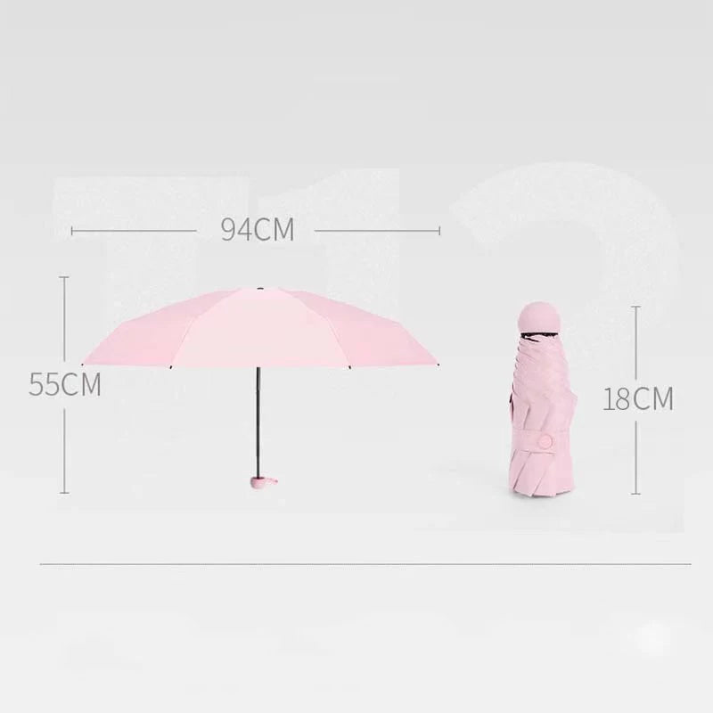 Capsule Umbrella Portable Mini Sunshade Sunscreen Rain Umbrella Black Rubber Alloy Handle Foldable Sun Rain Dual Use Capsule Umb