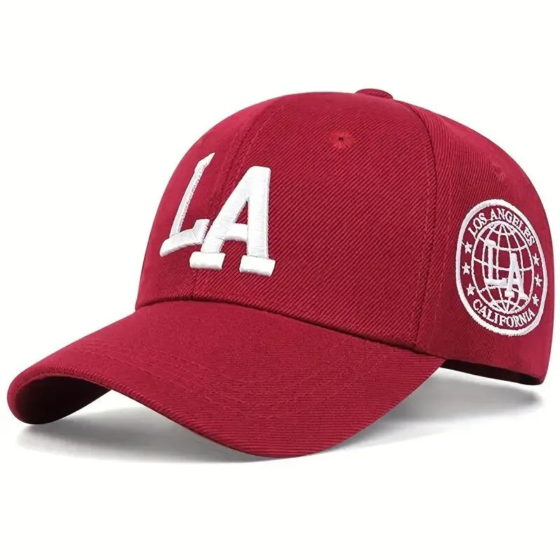 Unisex LA Letter Embroidery Snapback Baseball Caps Spring and Autumn Outdoor Adjustable Casual Hats Sunscreen Hat