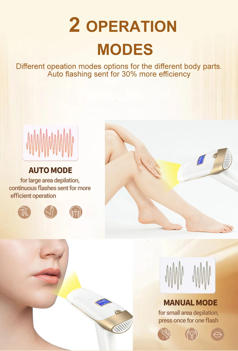 Updated Laser Hair Removal 2in1 Replaceable Lamp Rejuvenation Permanent Painless Hair Removal Bikini Trimmer IPL Epilator Device