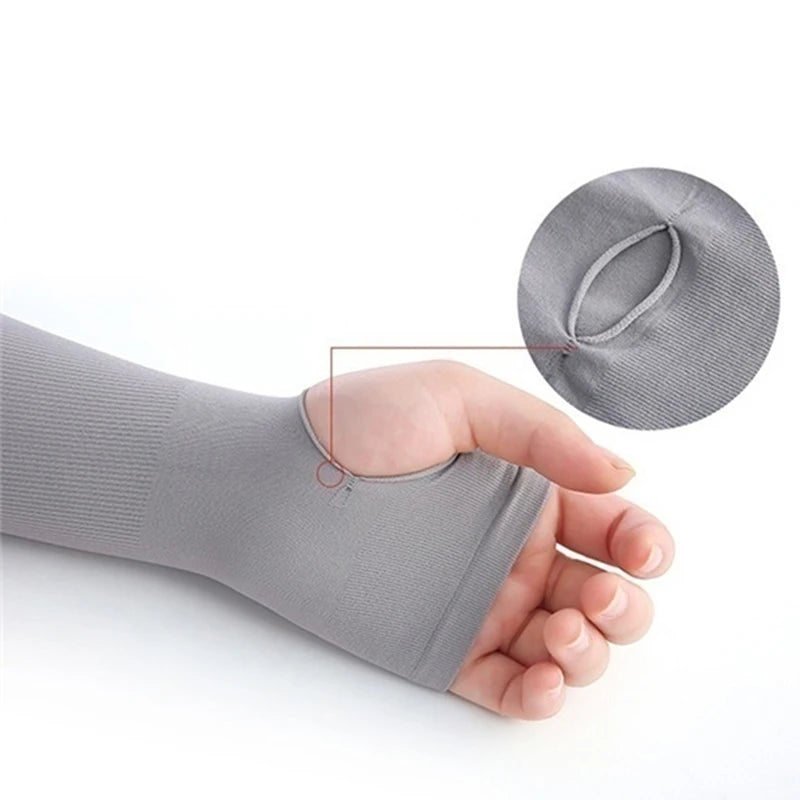 1Pair Ice Silk Sleeve Sunscreen Cuff Arm Sleeves Uv Sun Protect Anti-Slip Summer Men Women Gloves Outdoor Riding Arm Cover