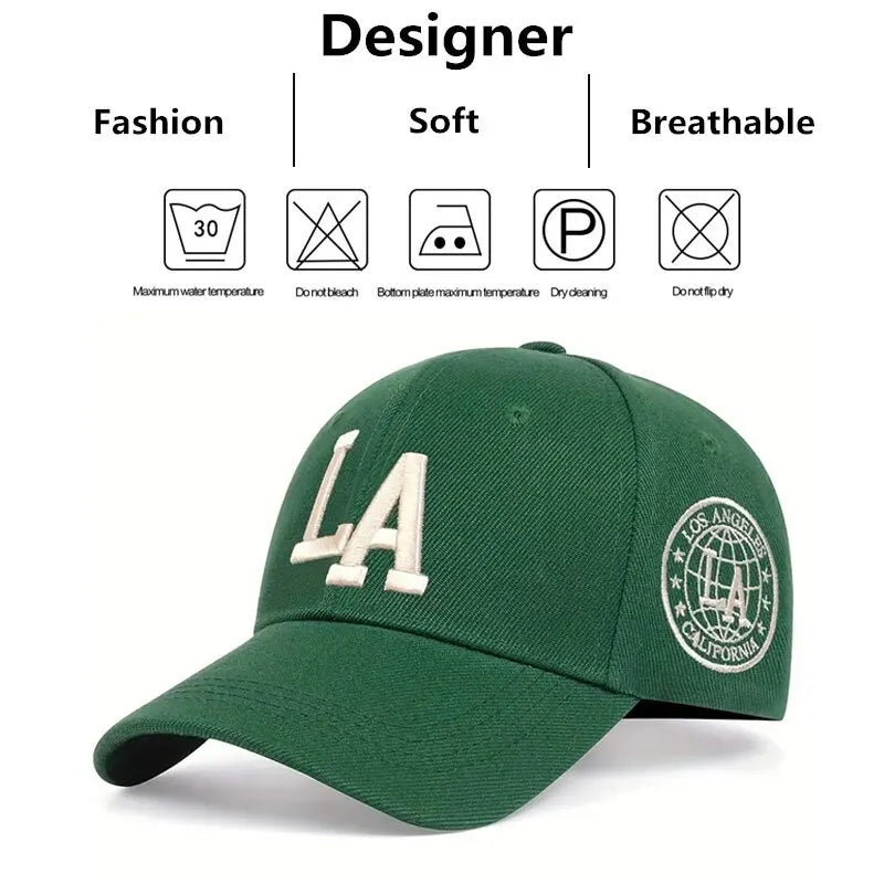 Unisex LA Letter Embroidery Snapback Baseball Caps Spring and Autumn Outdoor Adjustable Casual Hats Sunscreen Hat