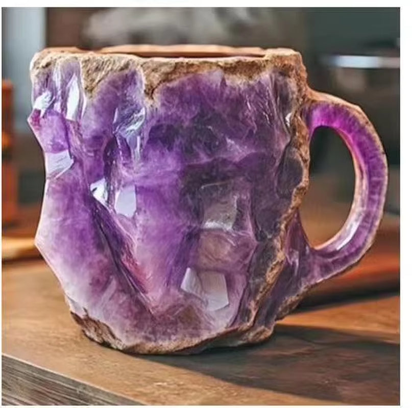 1PC Multi-Colored Mineral Crystal Coffee Mug，Natural Mineral Crystal Mug， Colorful Crystal Christmas Mugs,Christmas Gift New